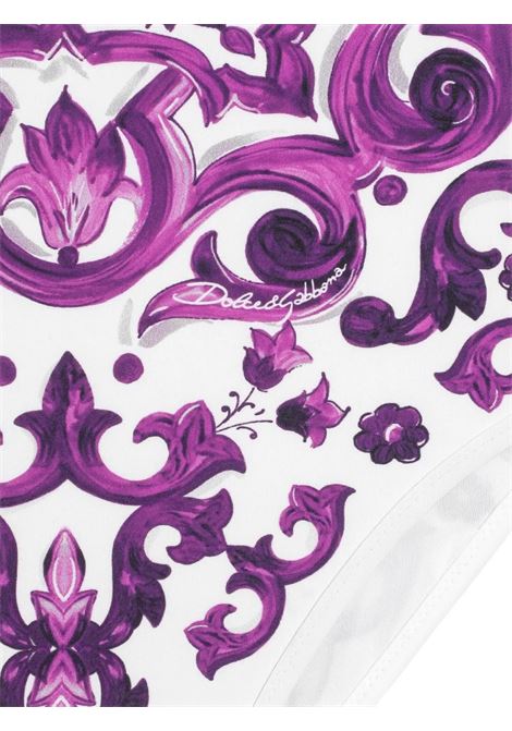 One-Piece Swimsuit with Purple Maiolica Print DOLCE & GABBANA KIDS | L5J812-ON07UI23TN